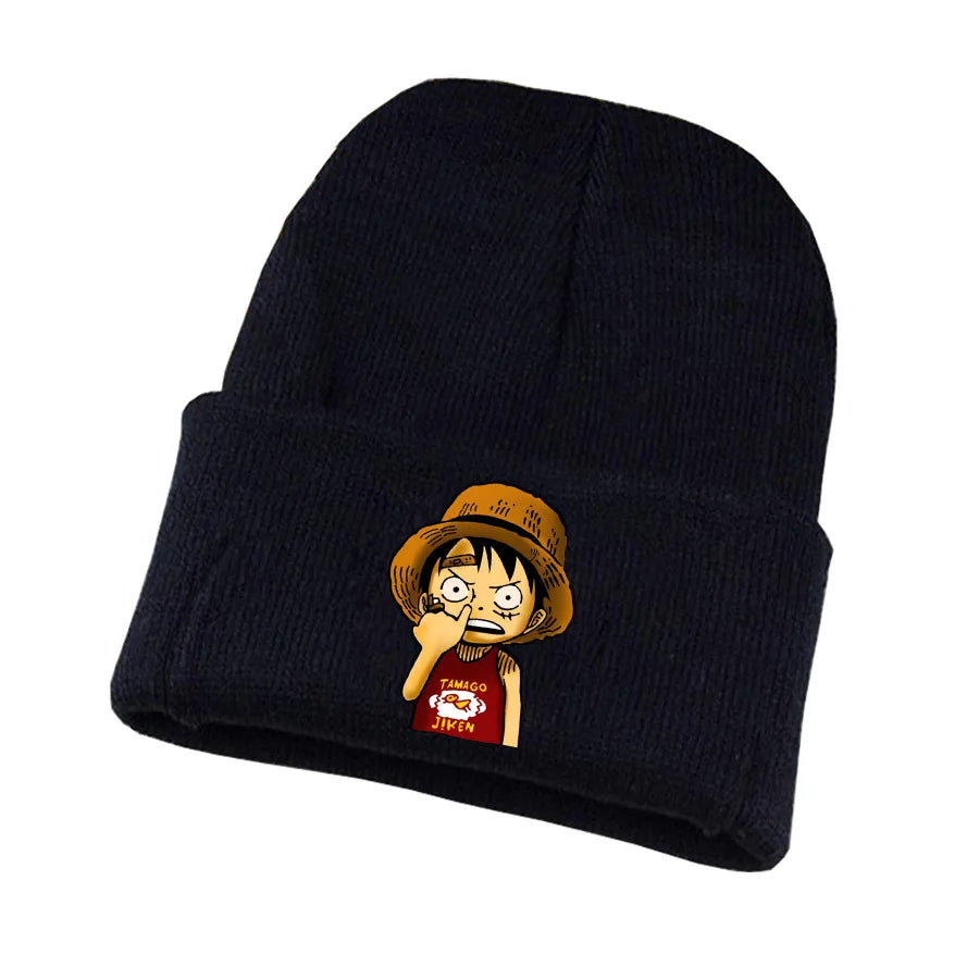 New Anime Cute One Piece Embroidered Beanies Hat Men Women Winter Autunm Warm Knitted Bonnet Cap Wool Skullies Boys Beanies Caps