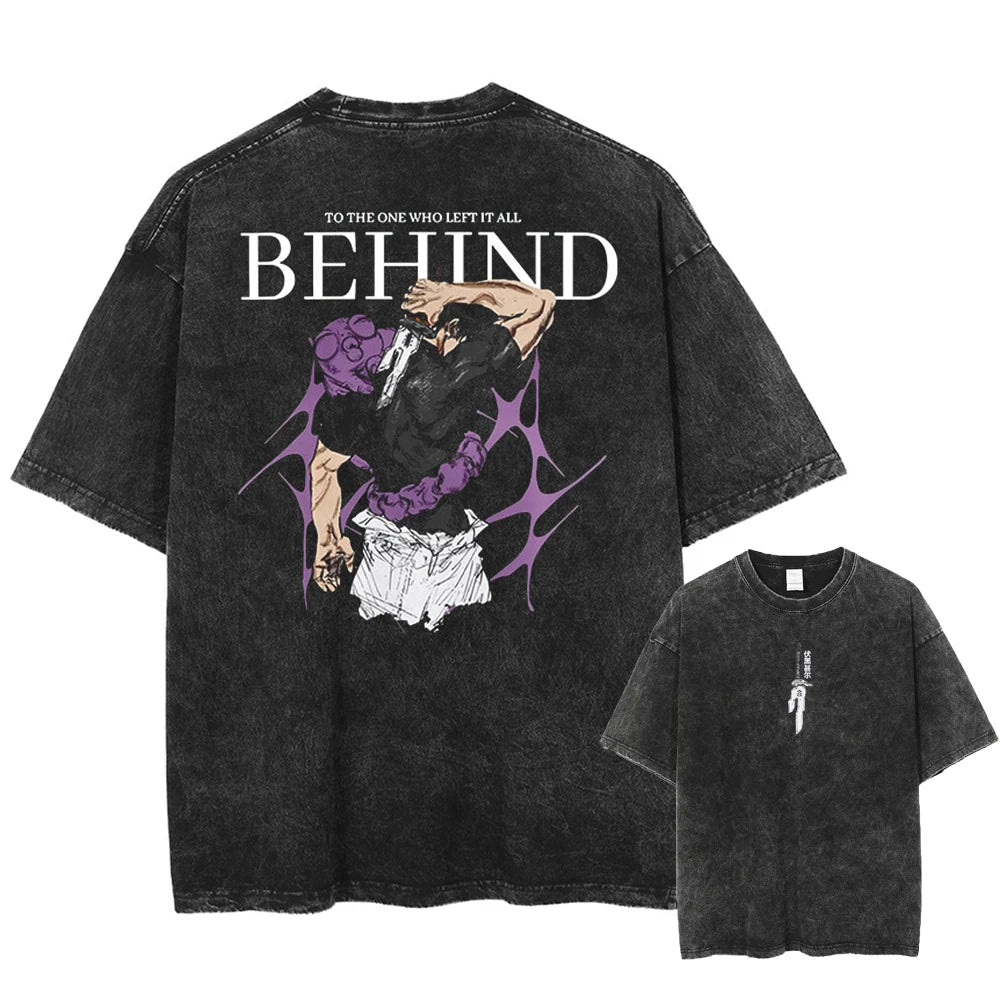 Anime Jujutsu Kaisen Toji Fushiguro Printed T-Shirt – Vintage Washed Graphic Tee 4