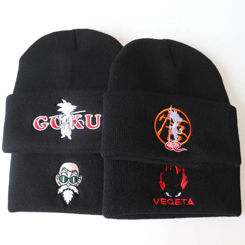 Anime Dragon Ball Women Men Knitted Warm Winter Hats for Women Men Solid Hip-hop Casual Cuffed Beanies Bonnet