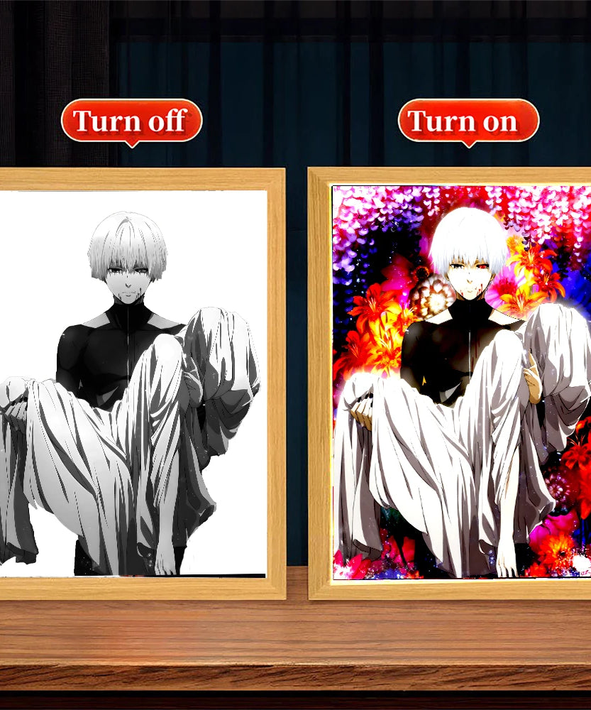 Anime Figure Light Painting Photo Frame Tokyo Ghoul Action Led Lamps Bedroom Room Decor Friends Birthdays Easter Gifts Moon Lamp