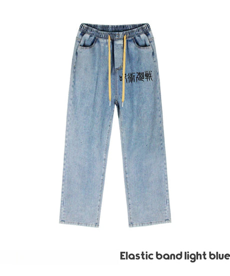 JUJUTSU KAISEN Gojo Yuji Megumi Sukuna Anime Daily Trousers Loose Spring and Autumn Wide Leg Pants Casual Jeans