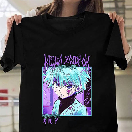 HOT Anime Killua Zoldyck Pattern Printed T-shirt Men's Women's Personalized Street Cool Round Neck Short Sleeve