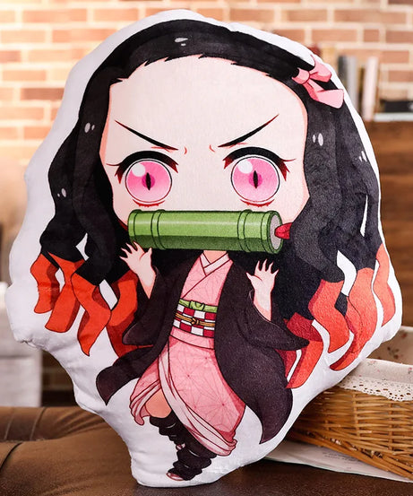Tanjiro & Nezuko Plush Pillow – Demon Slayer Anime Cushion