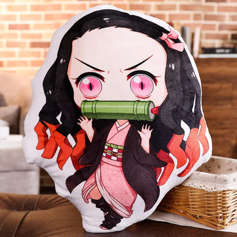 Tanjiro & Nezuko Plush Pillow – Demon Slayer Anime Cushion