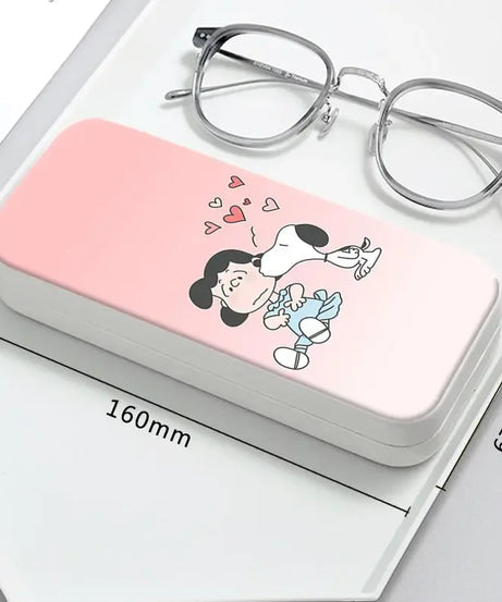 Snoopy Girl Korean Fresh Student Cute Disney Fashion Simple Anti-fall Portable Anti-Stress Folding Glasses Case