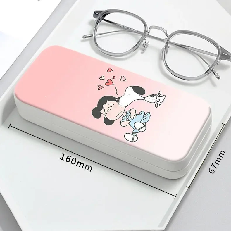 Snoopy Girl Korean Fresh Student Cute Disney Fashion Simple Anti-fall Portable Anti-Stress Folding Glasses Case