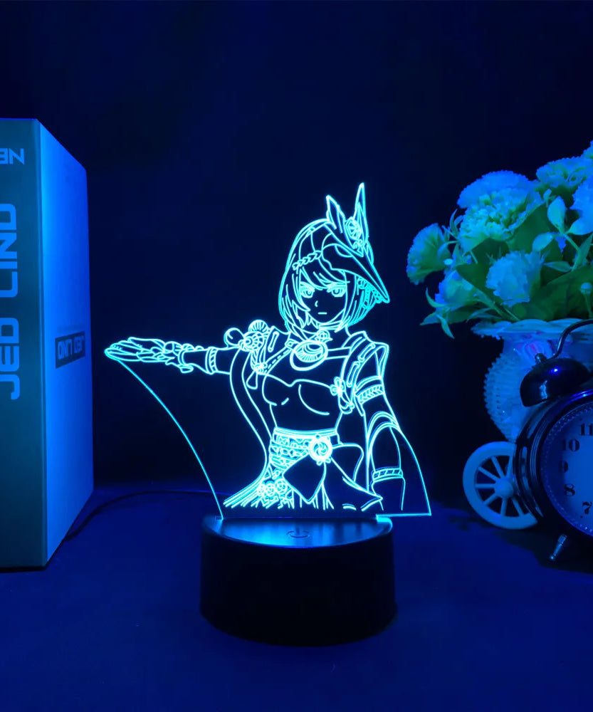 Newly Genshin Impact Night Light Yae Miko Game Figures Acrylic Stand Model 3D Table Lamp Kids Git Acrylic Bedside lamp