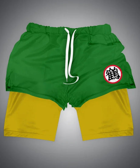 One Piece x Naruto x Dragon Ball 2-in-1 Men’s Gym Shorts – Quick-Dry & Breathable Sportswear