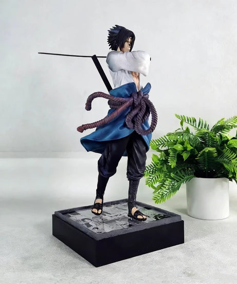 35cm Ninja Uchiha Sasuke Mantra Seal Rebirth Anime Light Up Figure Collection Model Toy PVC Statue Desktop Ornament Toy Boy Gift