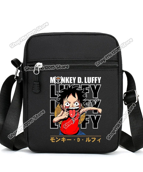 One Piece Men Shoulder Bag Anime Luffy Zoro Boy Oxford Cloth Crossbody Zipper Messenger Bags Outdoor Travel Small Phone Pouch