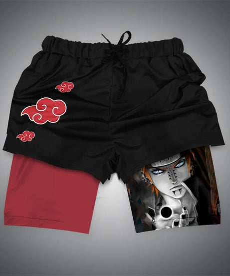 One Piece x Naruto x Dragon Ball 2-in-1 Men’s Gym Shorts – Quick-Dry & Breathable Sportswear
