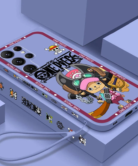 One Piece Chopper Cute Girl Liquid Left Rope For Samsung Galaxy S24 S23 S22 S21 S20 FE S10 Ultra Plus Lite 5G Cover Funda