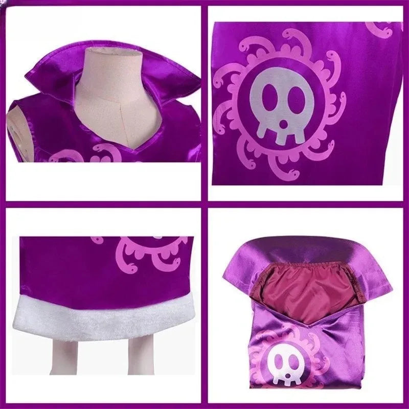 Boa Hancock Cosplay Costume Anime Kimono Purple Dress Cheongsam Cloak Women Halloween Fancy Dress Cheongsam Uniform Suits