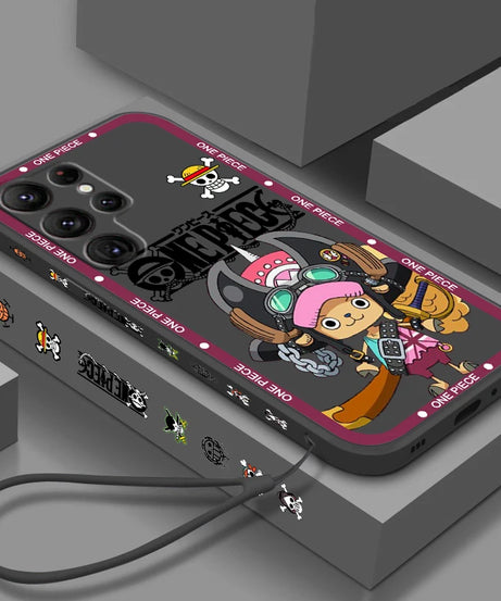 One Piece Chopper Cute Girl Liquid Left Rope For Samsung Galaxy S24 S23 S22 S21 S20 FE S10 Ultra Plus Lite 5G Cover Funda