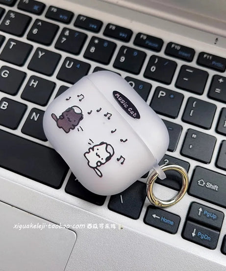 For AirPods 4 Cute Cat Couple Earphone Case for AirPods Pro2 Pro 1 2 3 Case Animal Soft Clear TPU Cover Fundas