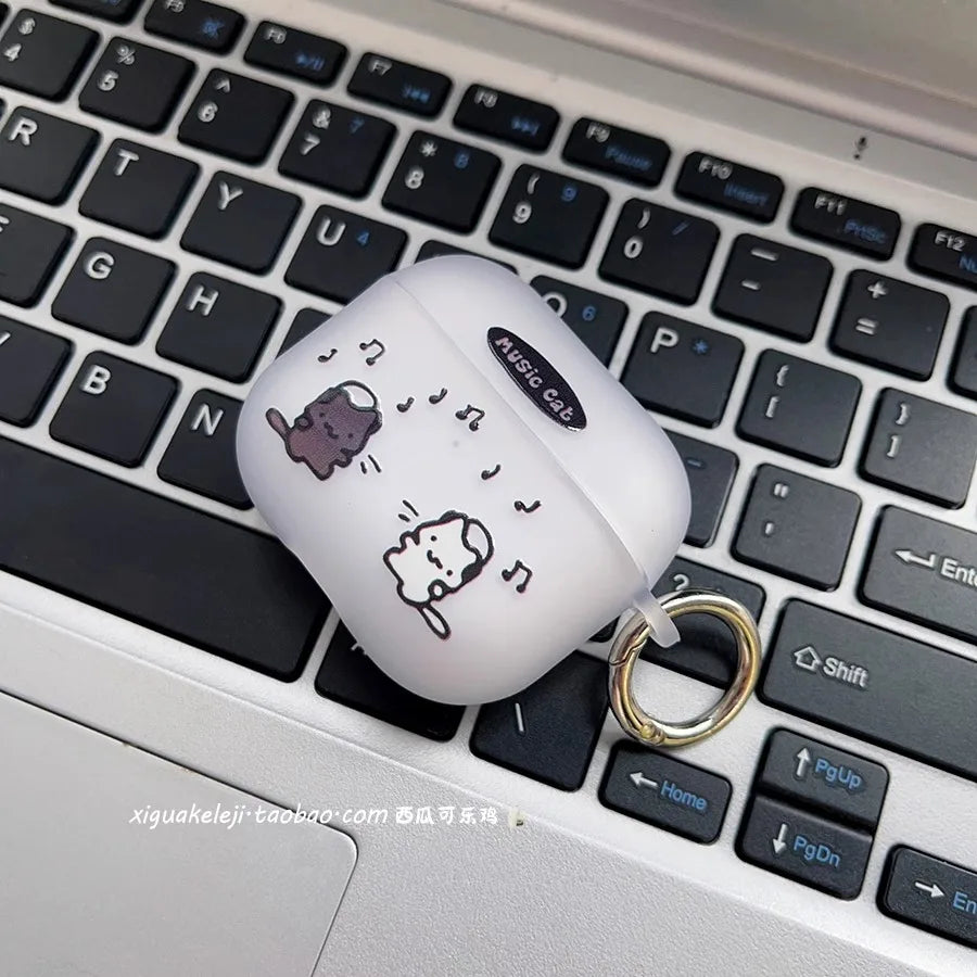For AirPods 4 Cute Cat Couple Earphone Case for AirPods Pro2 Pro 1 2 3 Case Animal Soft Clear TPU Cover Fundas