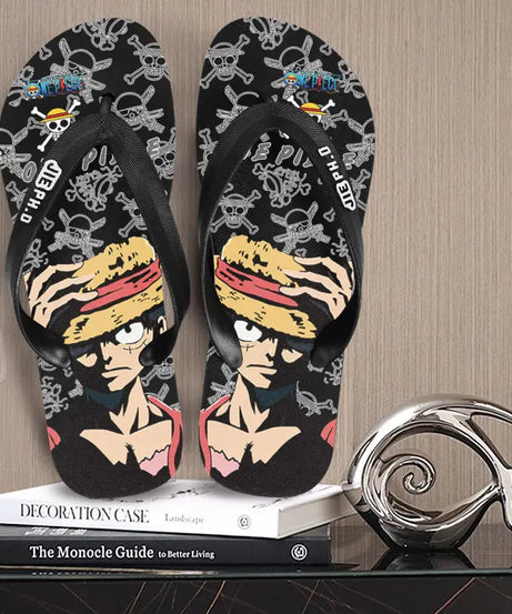 One Piece anime peripheral flip-flops Luffy Zoro creative  outdoor daily anti-slip clip-on summer couple slippers gift