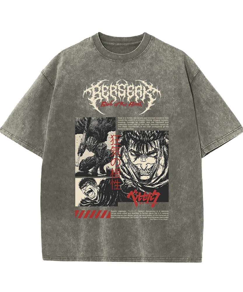 Berserk Anime Vintage Graphic T-Shirt – Harajuku Cotton Tee for Men & Women
