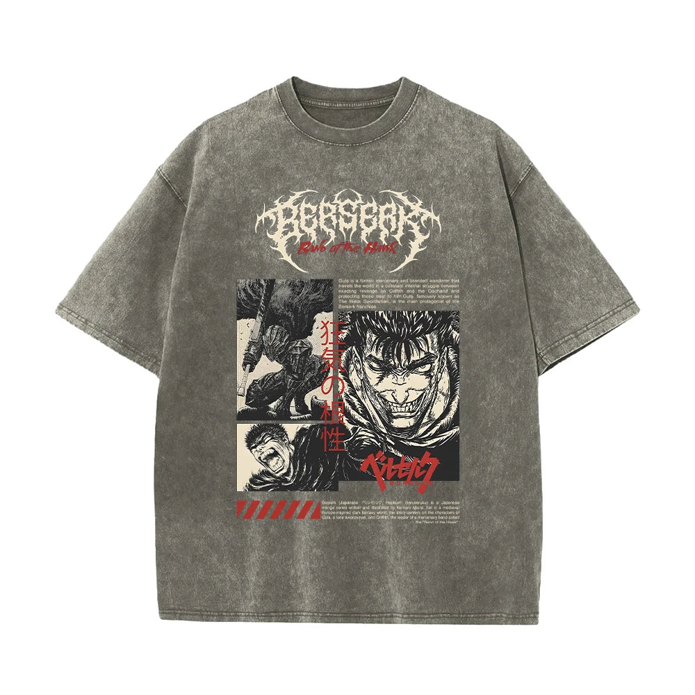 Berserk Anime Vintage Graphic T-Shirt – Harajuku Cotton Tee for Men & Women