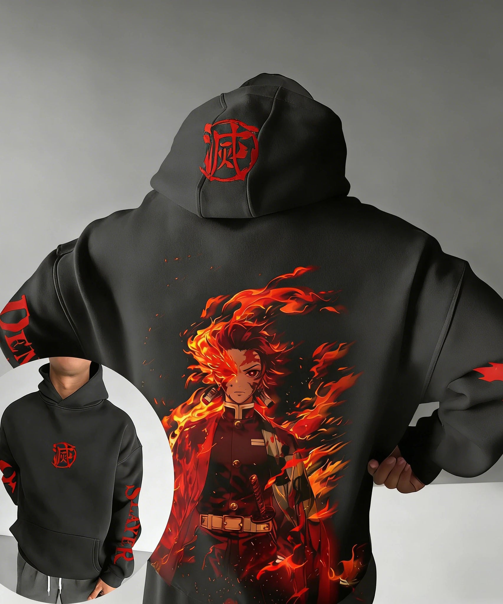 Demon Slayer Spring/Summer Unisex Hoodie New Tanjirou Anime Printed Street Hip Hop Oversized Loose Casual Parent-child Top