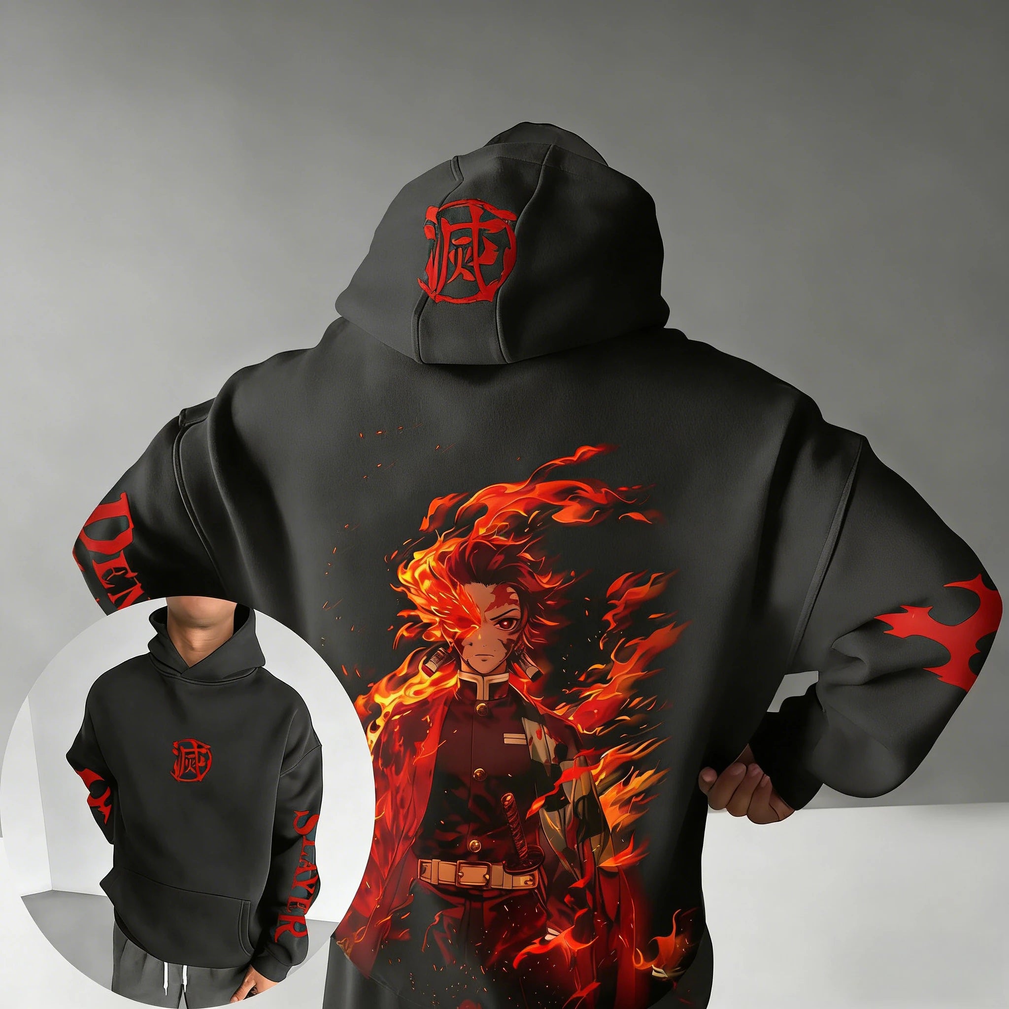 Demon Slayer Spring/Summer Unisex Hoodie New Tanjirou Anime Printed Street Hip Hop Oversized Loose Casual Parent-child Top