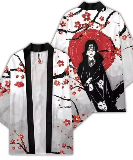 Uchiha Itachi shirt  Kimono Cardigan Print Crow Loose Blouse Shirt Haori Obi Asian Clothes Harajuku Streetwear