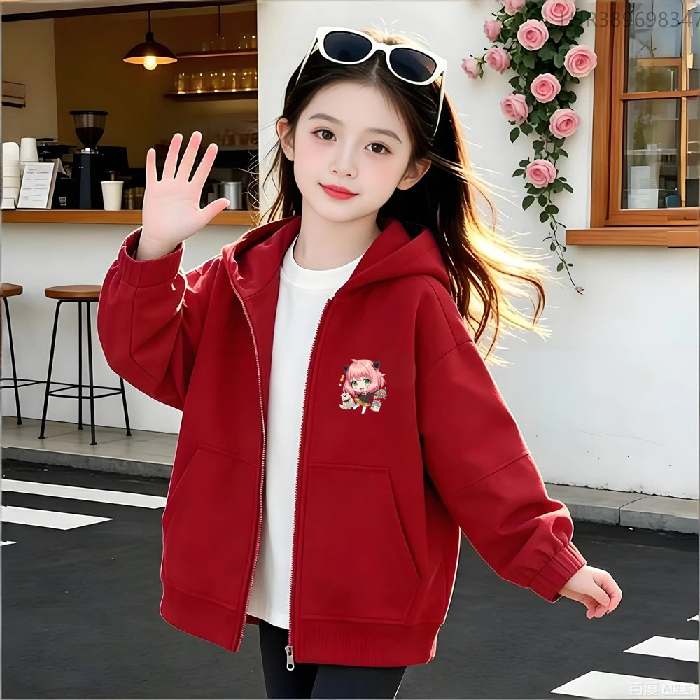 Spy x Family Anya Forger Kids Graphic Zip-Up Hoodie Autumn Jacket 3