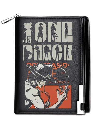 One Piece Luffy Ace Anime Peripheral Zipper New PU Wallet Handsome Personality Boy Print Coin Purse Short Card Pack Holiday Gift