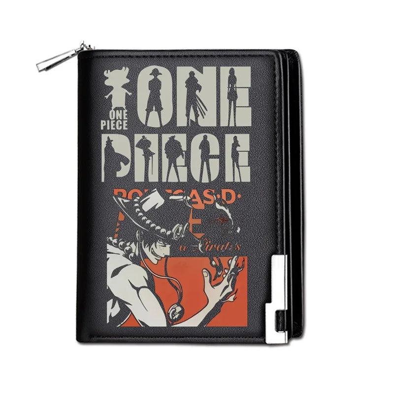 One Piece Luffy Ace Anime Peripheral Zipper New PU Wallet Handsome Personality Boy Print Coin Purse Short Card Pack Holiday Gift