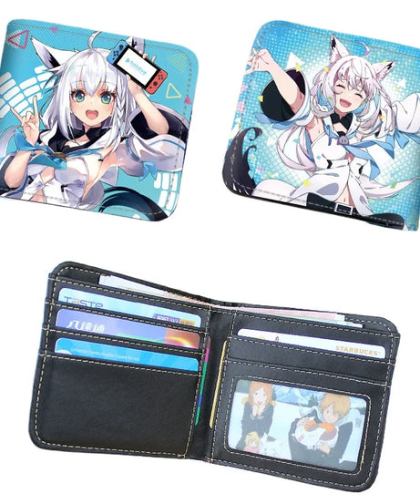 Anime Hololive Short PU Leather Wallet Cute Girls Nakiri Ayame Shirakami Fubuki Gawr Gura Folding Purse Gift