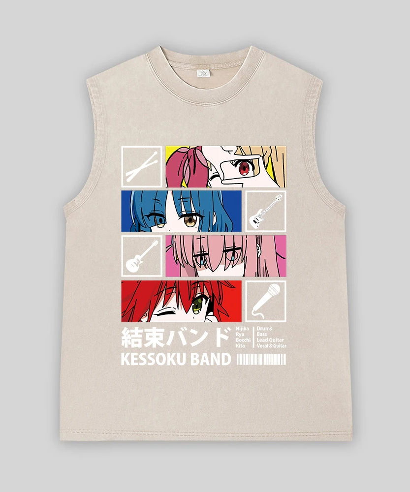 Bocchi the Rock! Oversized Band Vest – Unisex Anime Cotton Tank Top