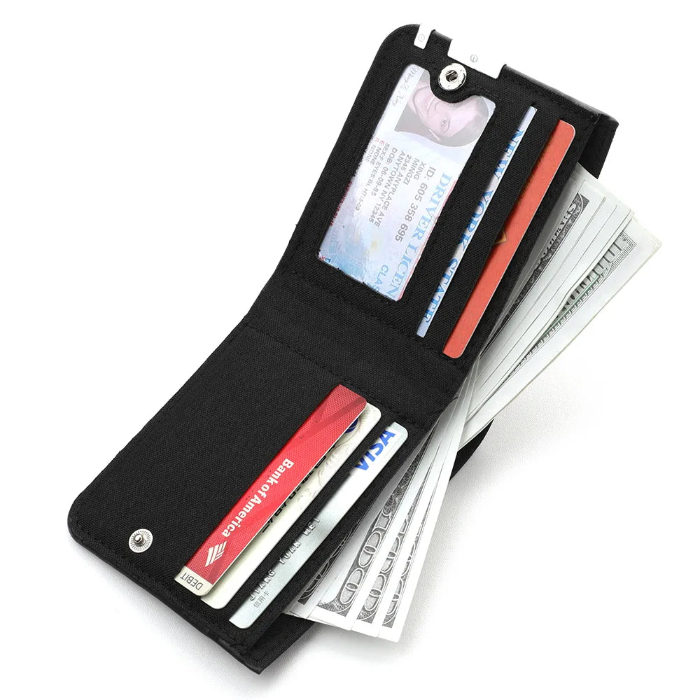 Men's Short Wallet Canvas Material Anime Personality Youth High School Multi-Slot Card Wallet