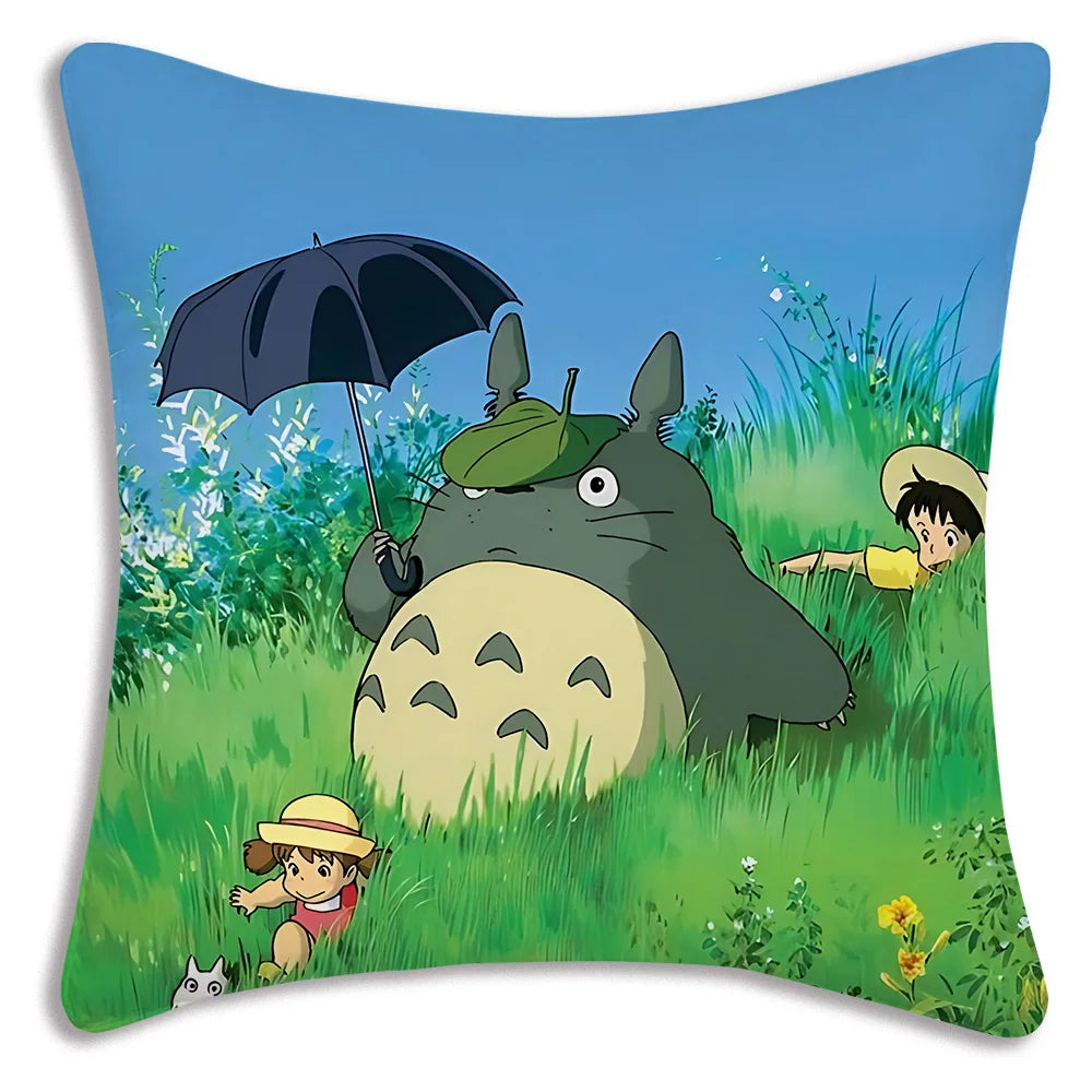 Anime T-TotoroS Kawaii Pillow Covers Cartoon Sofa Decorative Home Double-sided Printing Short Plush Cute Cushion Cover