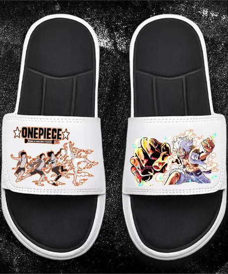 One Piece Anime Luffy Zoro Nami Pattern New Slippers Men and Women Fashionable Flat Outdoor Comfortable Sandals Gift