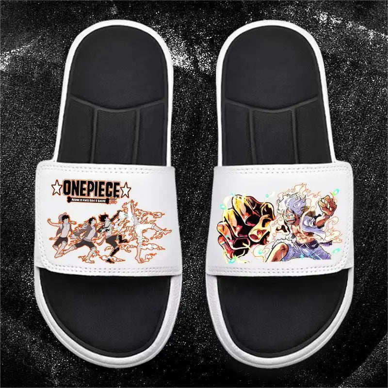 One Piece Anime Luffy Zoro Nami Pattern New Slippers Men and Women Fashionable Flat Outdoor Comfortable Sandals Gift