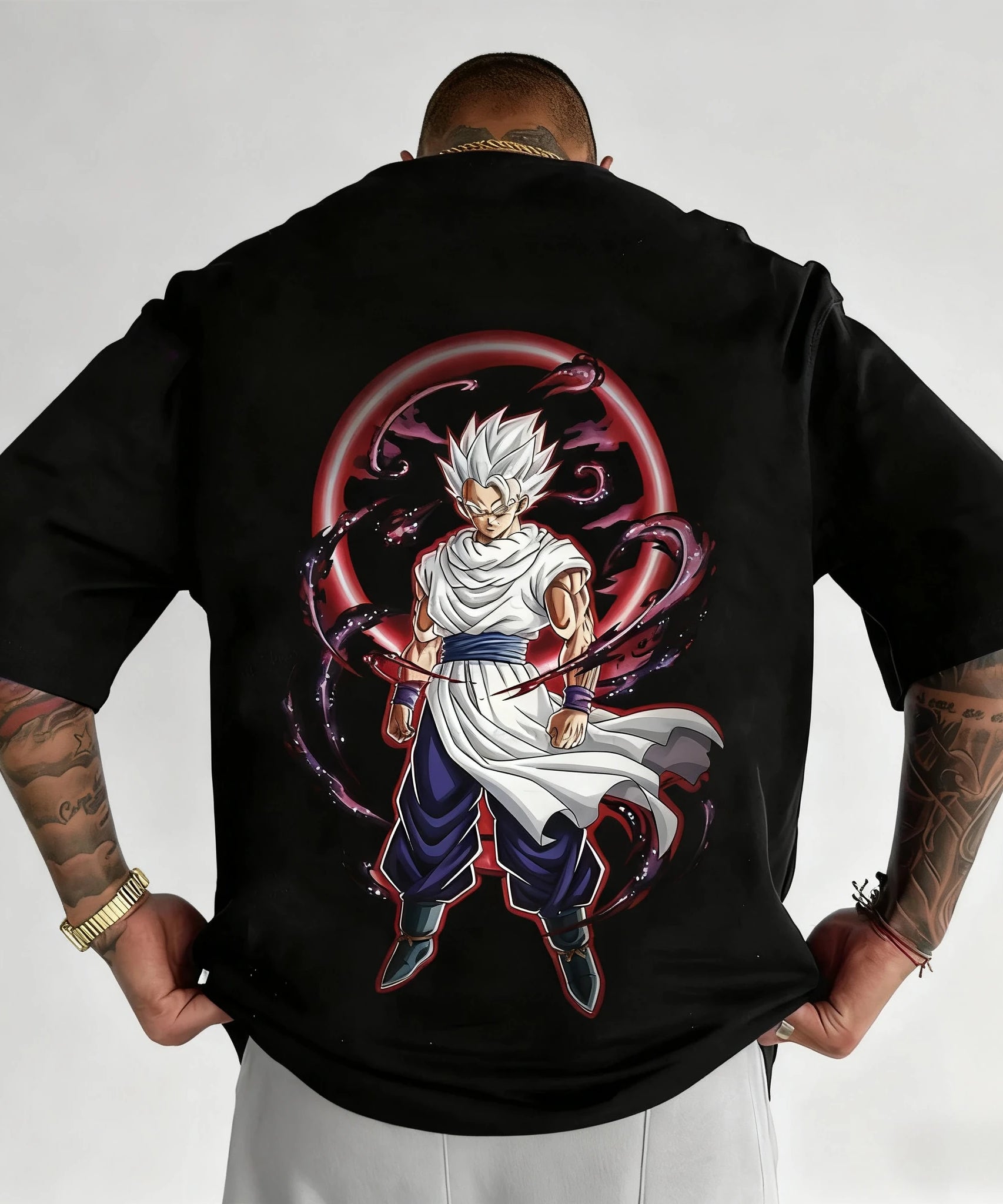 Dragon Ball Anime Joint T-shirt Summer Men's New Gohan Printed American Hip Hop Casual Loose Parent Child Short Sleeve Top