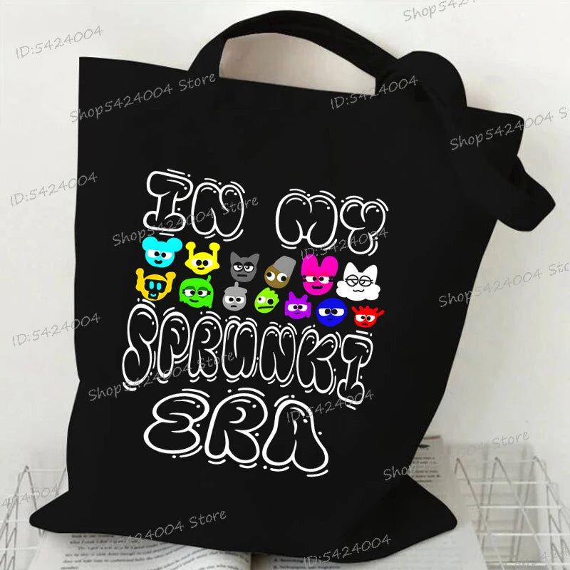 Anime Sprunki Incredibox Game Handbags Women Men Large Capacity No Zipper Canvas Tote Bag Sprunki Figure Shoulder Bag