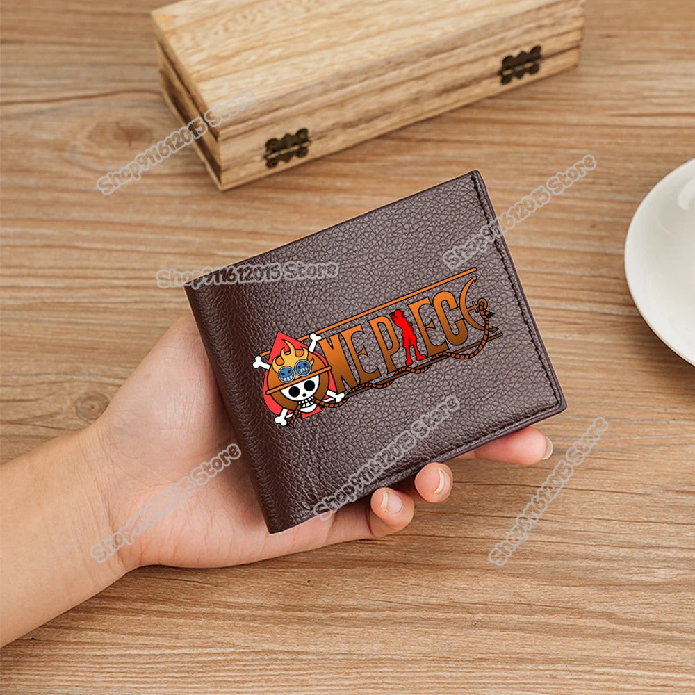One Piece Pu Leather Wallet for Men Foldable Short Wallets Luffy Zoro Chopper Coin Purse Man Multi-slot Credit ID Card Holder