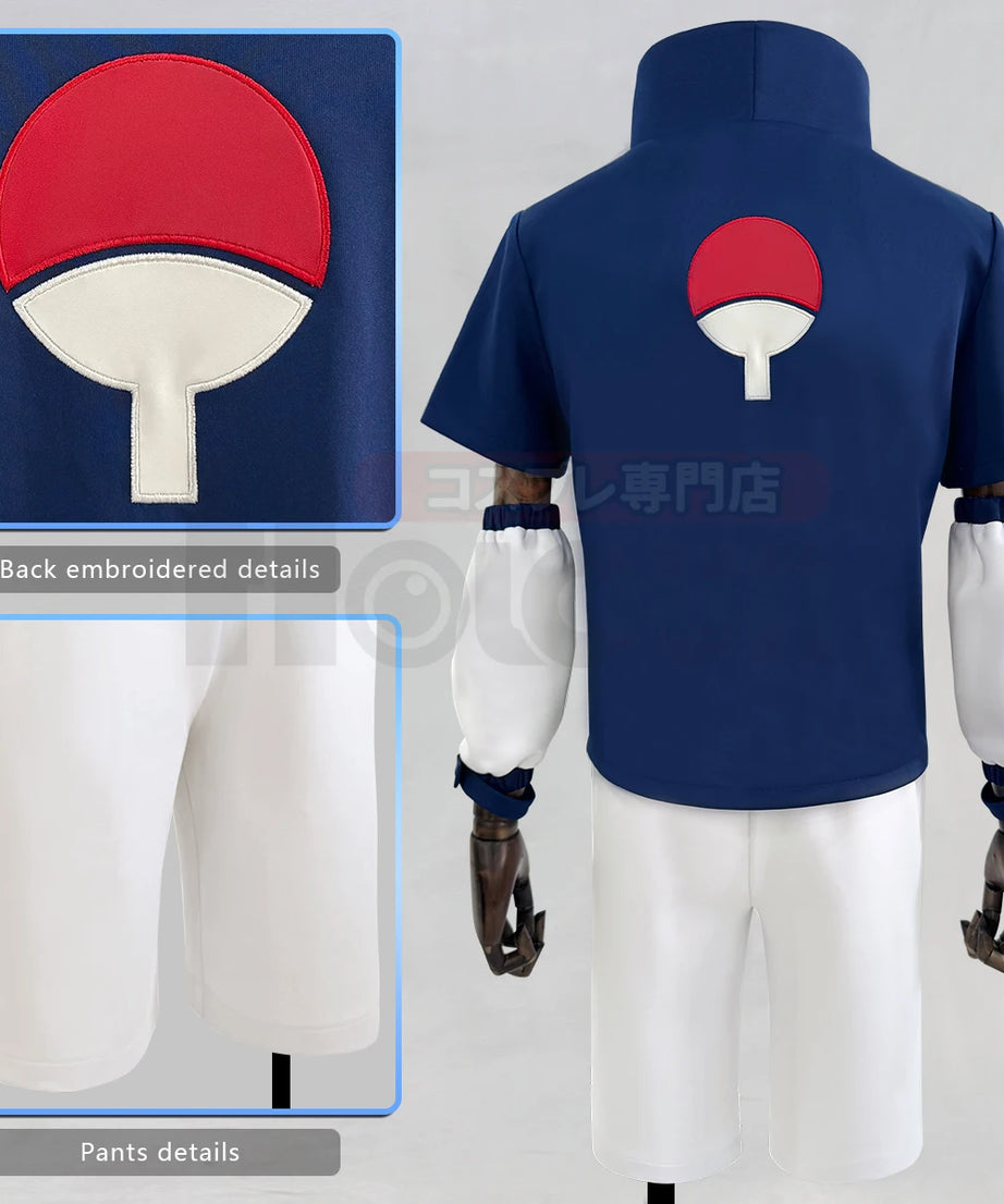 Sasuke Uchiha Cosplay Outfit – Adult Naruto Costume Set (Top & Shorts)