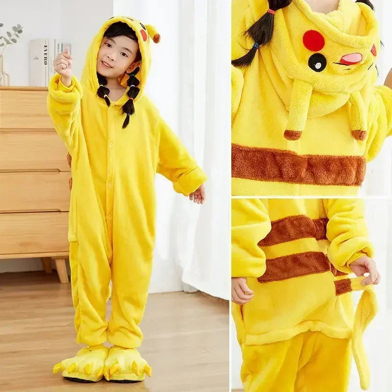 Pokémon Pikachu Warm Flannel Onesie – Cozy Hooded Sleepwear for Kids & Adults 7