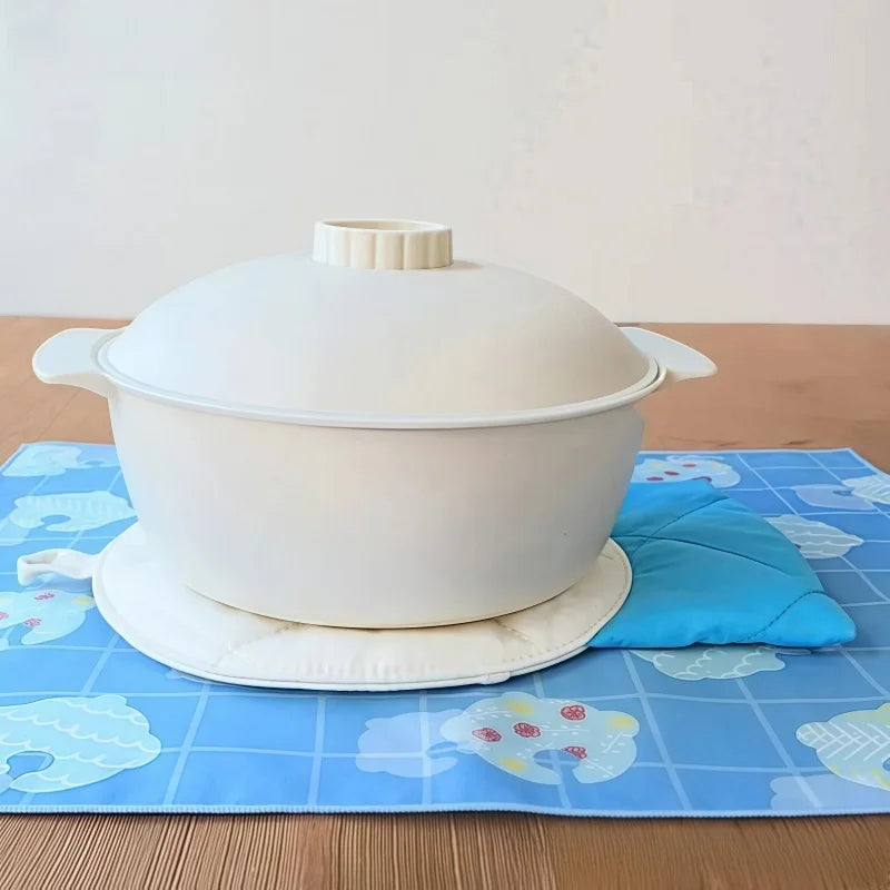 Cute Doraemon Microwave Gloves & Bowl Mat – Heat-Resistant Cartoon Kitchen Set