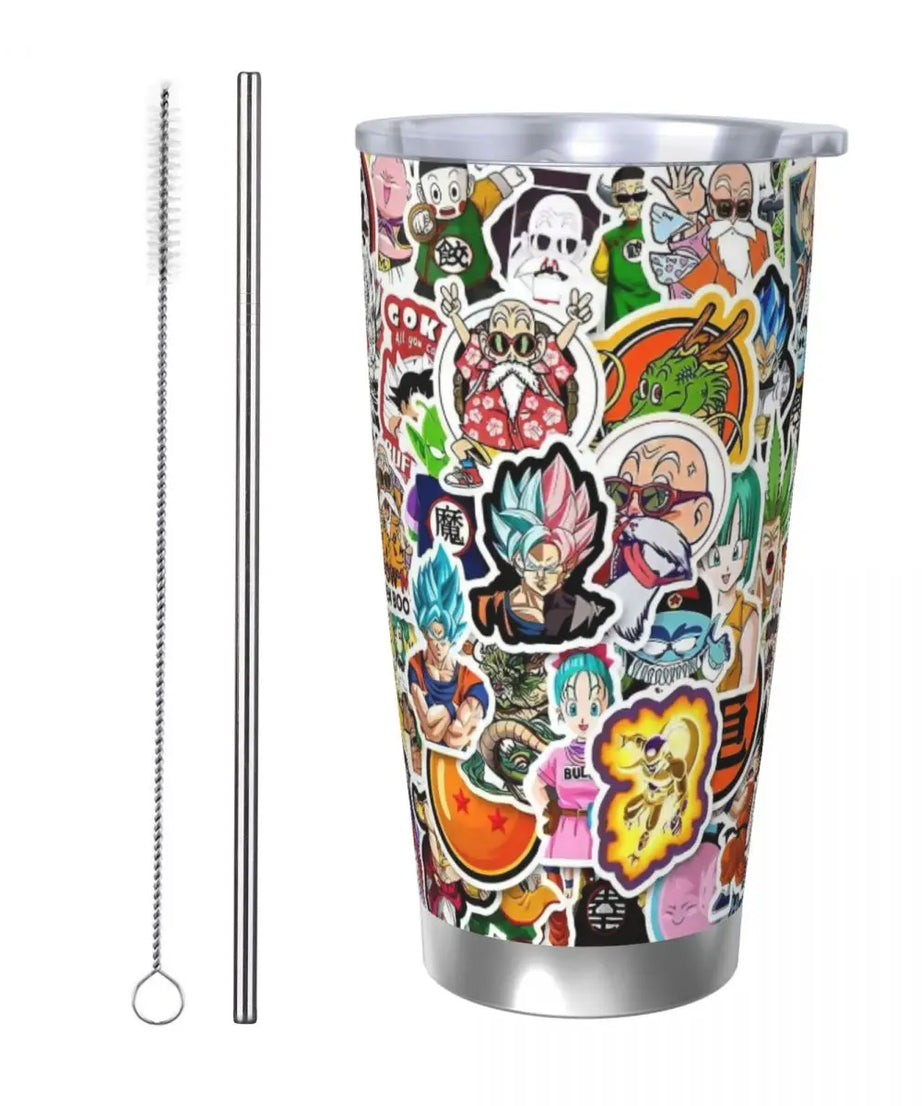 Son Goku & Vegeta DBZ Stainless Steel Tumbler – Double Wall Hot & Cold Cup with Straw