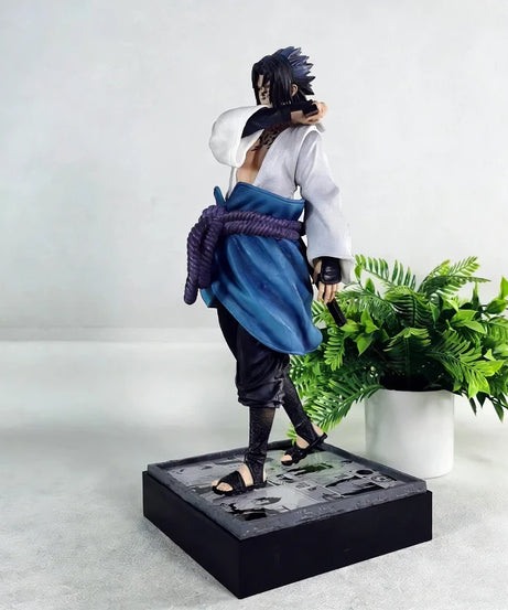 35cm Ninja Uchiha Sasuke Mantra Seal Rebirth Anime Light Up Figure Collection Model Toy PVC Statue Desktop Ornament Toy Boy Gift