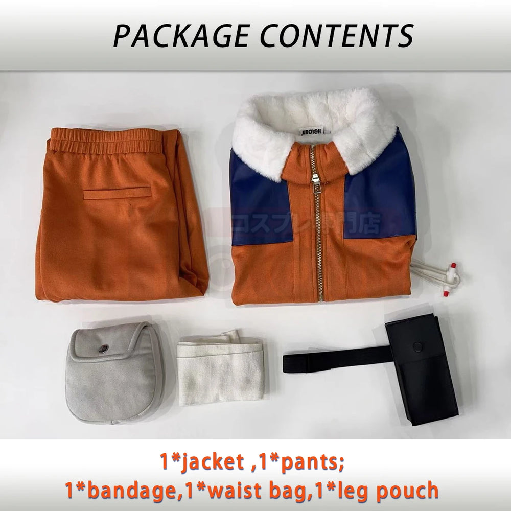 Anime Uzumaki Cosplay Costume – Teenager Orange Jacket, Pants & Bag Set 5