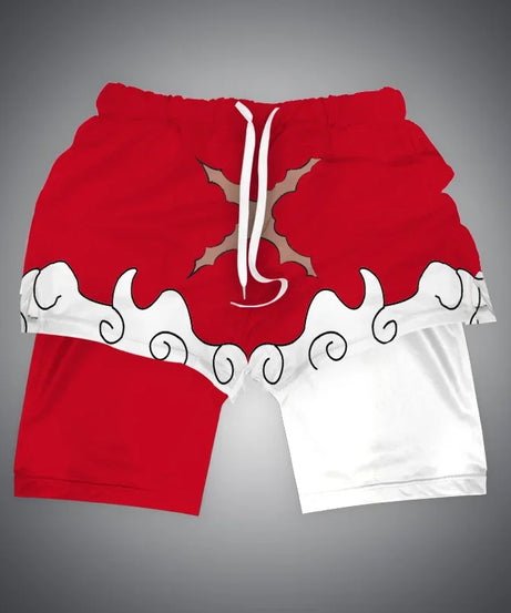 One Piece x Naruto x Dragon Ball 2-in-1 Men’s Gym Shorts – Quick-Dry & Breathable Sportswear