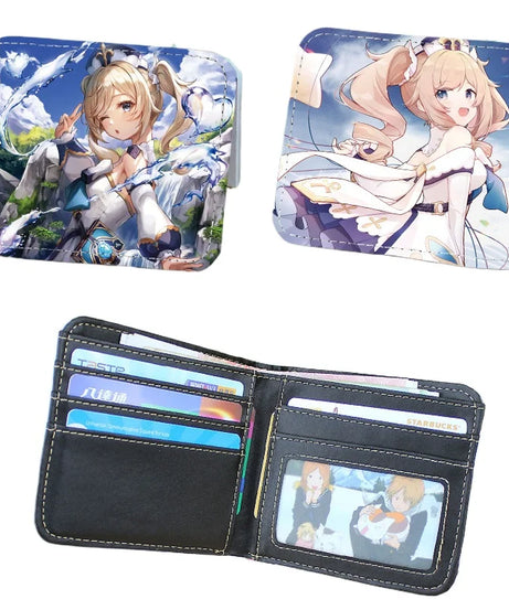 Genshin Impact Raiden Shogun Short PU Leather Wallet Cute Nahida Kamisato Ayaka Folding Purse