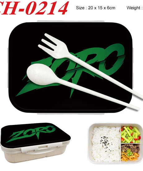 Anime One Piece Student Divided Bento Box Office Worker Light Lunch Box with Lid Style Wheat Straw Insulated Lunch Box