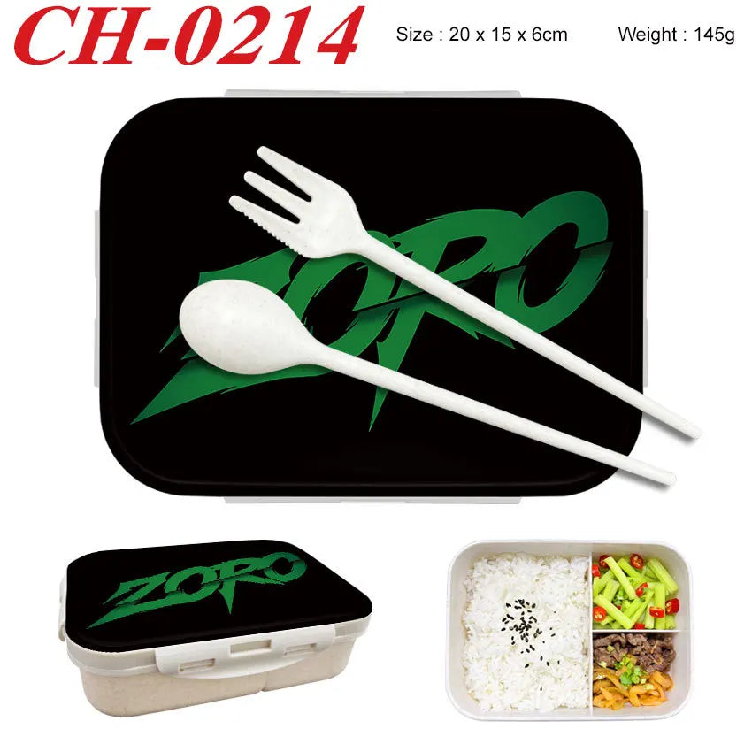 Anime One Piece Student Divided Bento Box Office Worker Light Lunch Box with Lid Style Wheat Straw Insulated Lunch Box