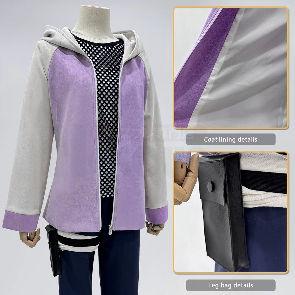 Anime Hinata Hyuga Cosplay Costume – Tracksuit, Fishnet Top & Leg Pouch Set 3