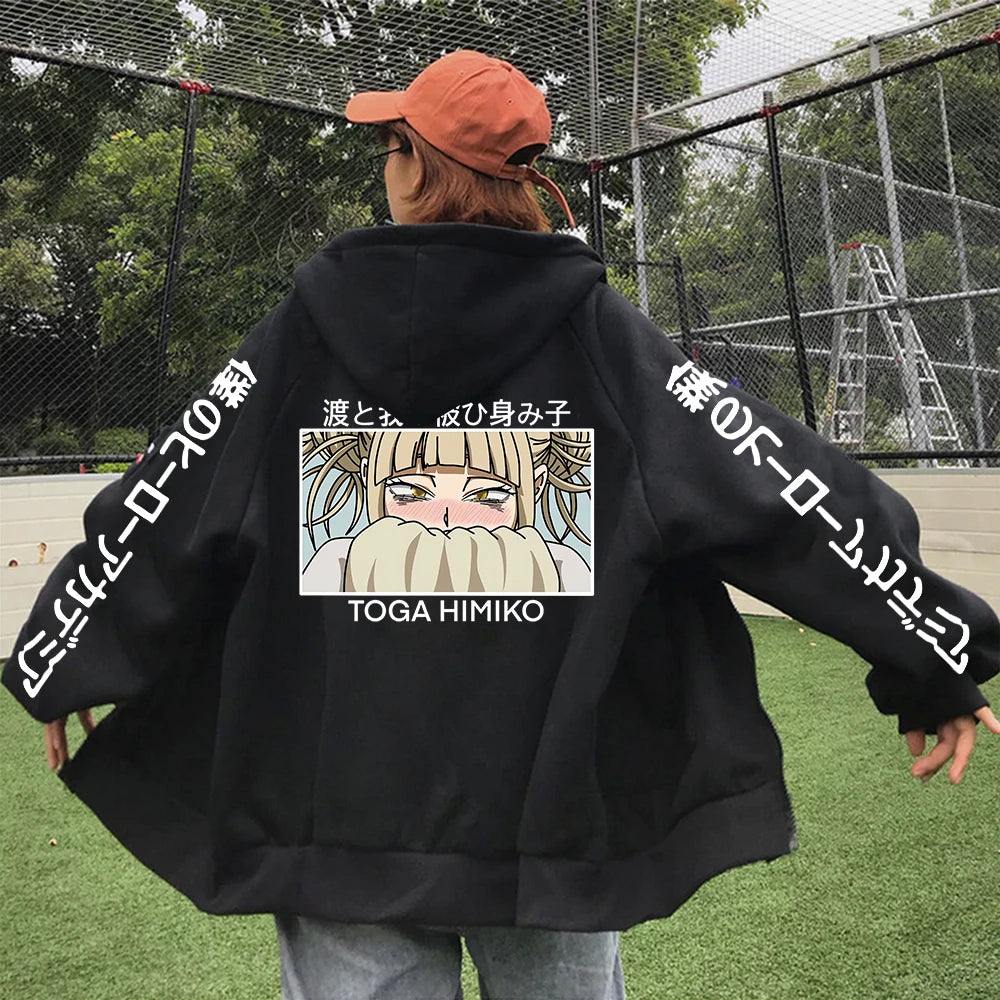 My Hero Academia Himiko Toga Graphic Zip Up Hoodie Unisex Harajuku Hip Hop Sweatshirt 3